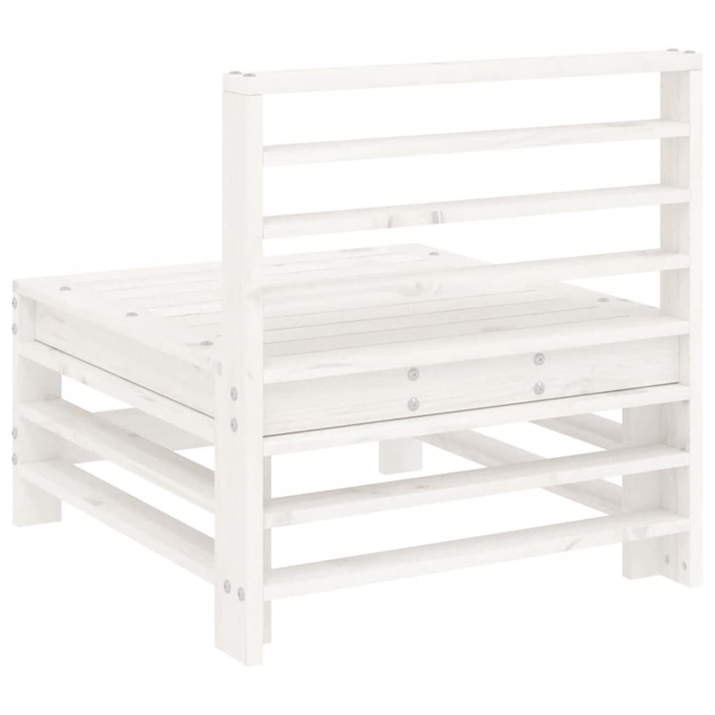 Divano Centrale da Giardino Bianco in Legno Massello di Pino - homemem39