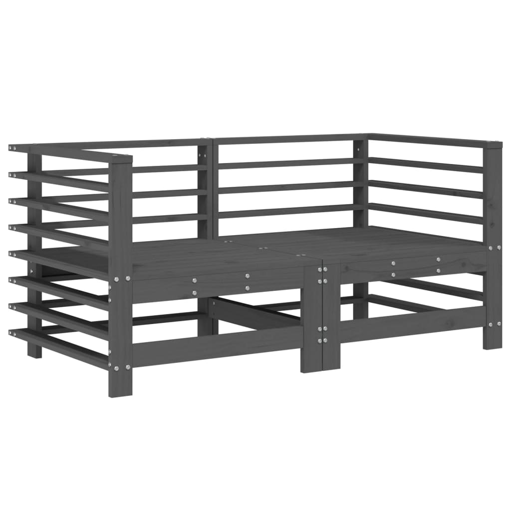 Divani Angolari da Giardino 2 pz Grigi Legno Massello di Pino | homemem39