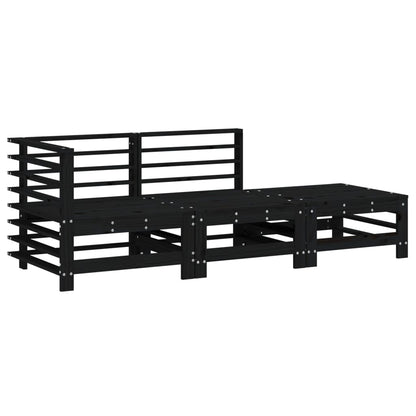 Set Salotto da Giardino 3 pz Nero in Legno Massello di Pino - homemem39
