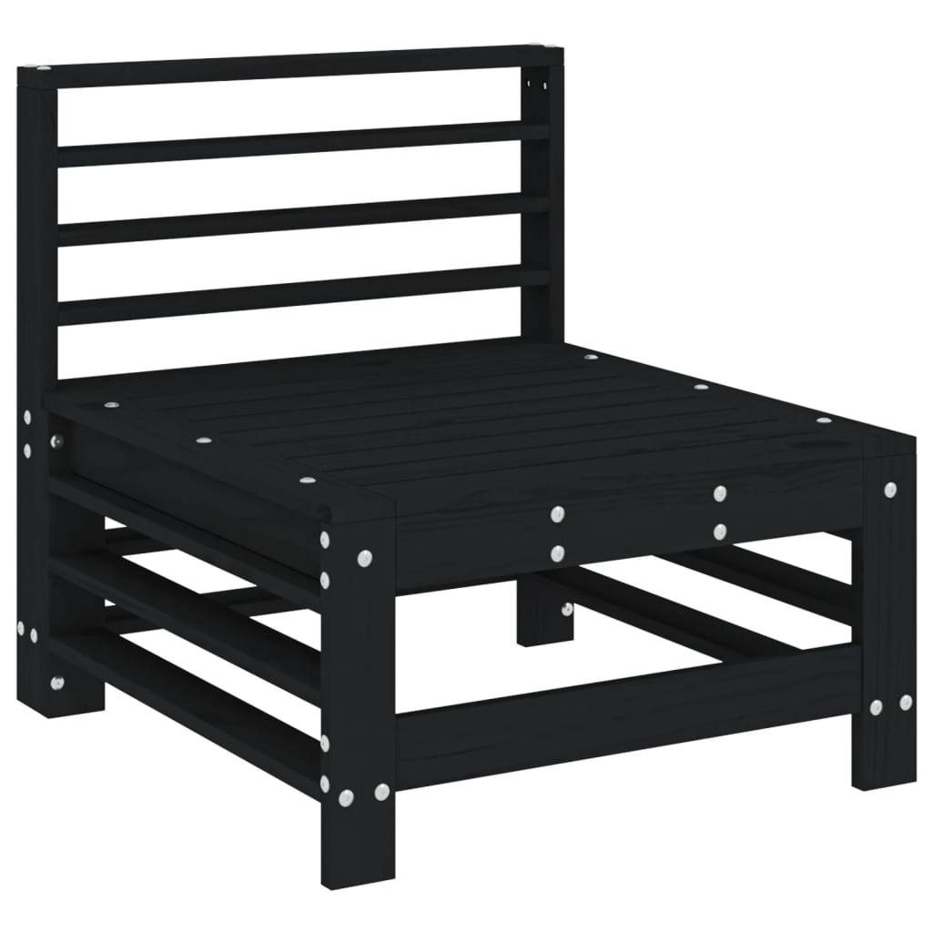 Set Salotto da Giardino 3 pz Nero in Legno Massello di Pino - homemem39