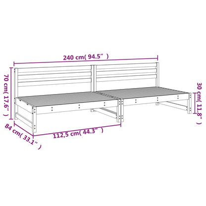 Divani Centrali da Giardino 2pz 120x80cm Legno Massello di Pino