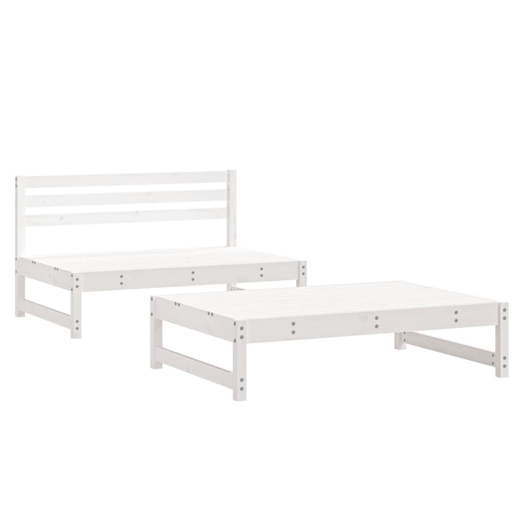 Set Salotto da Giardino 2 pz Bianco in Legno Massello di Pino - homemem39