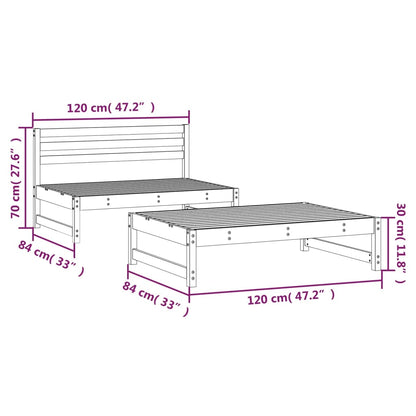 Set Salotto da Giardino 2 pz Grigio in Legno Massello di Pino | homemem39