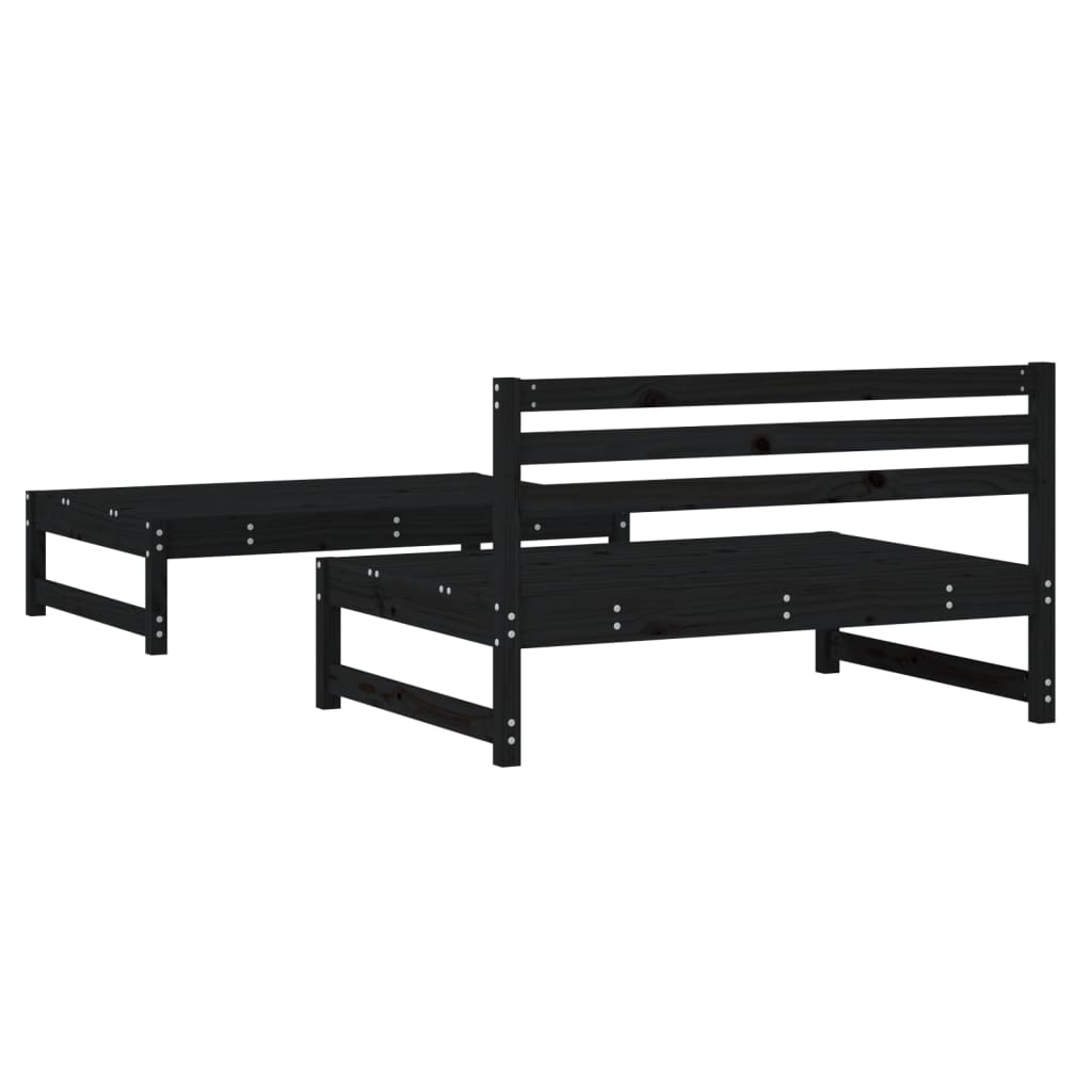 Set Salotto da Giardino 2 pz Nero in Legno Massello di Pino - homemem39