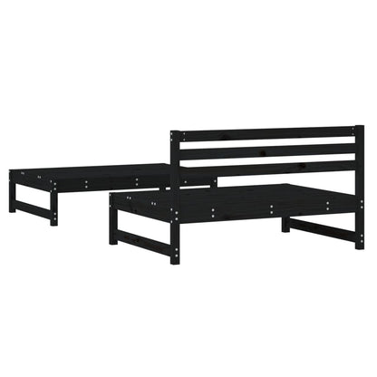Set Salotto da Giardino 2 pz Nero in Legno Massello di Pino - homemem39