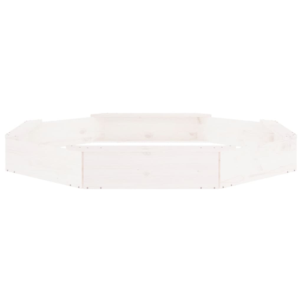 Sabbiera con Sedute Bianca Ottagonale in Legno Massello di Pino - homemem39