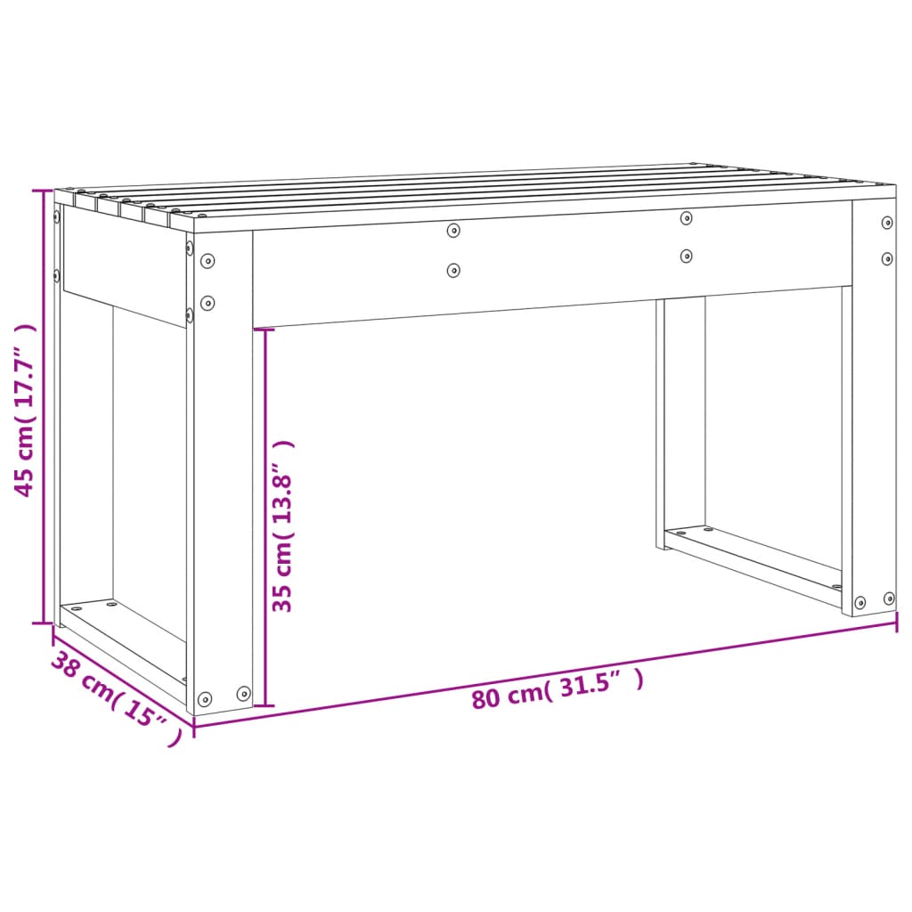 Panca da Giardino Ambra 80x38x45 cm Legno Massello di Pino - homemem39