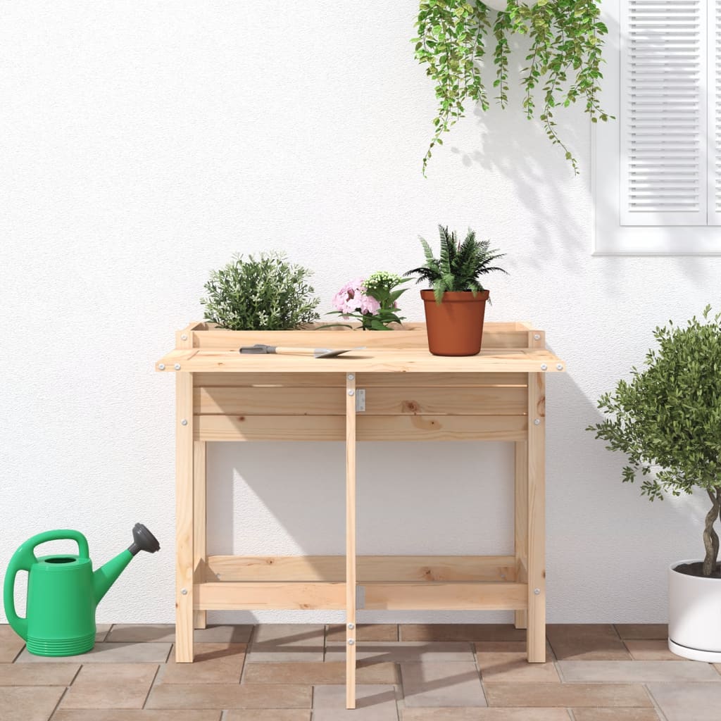 Fioriera da Giardino con Piano Pieghevole Legno Massello Pino - homemem39