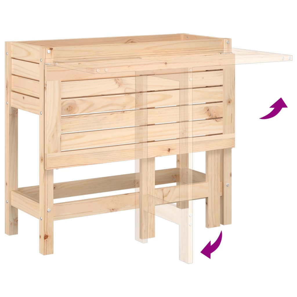 Fioriera da Giardino con Piano Pieghevole Legno Massello Pino - homemem39