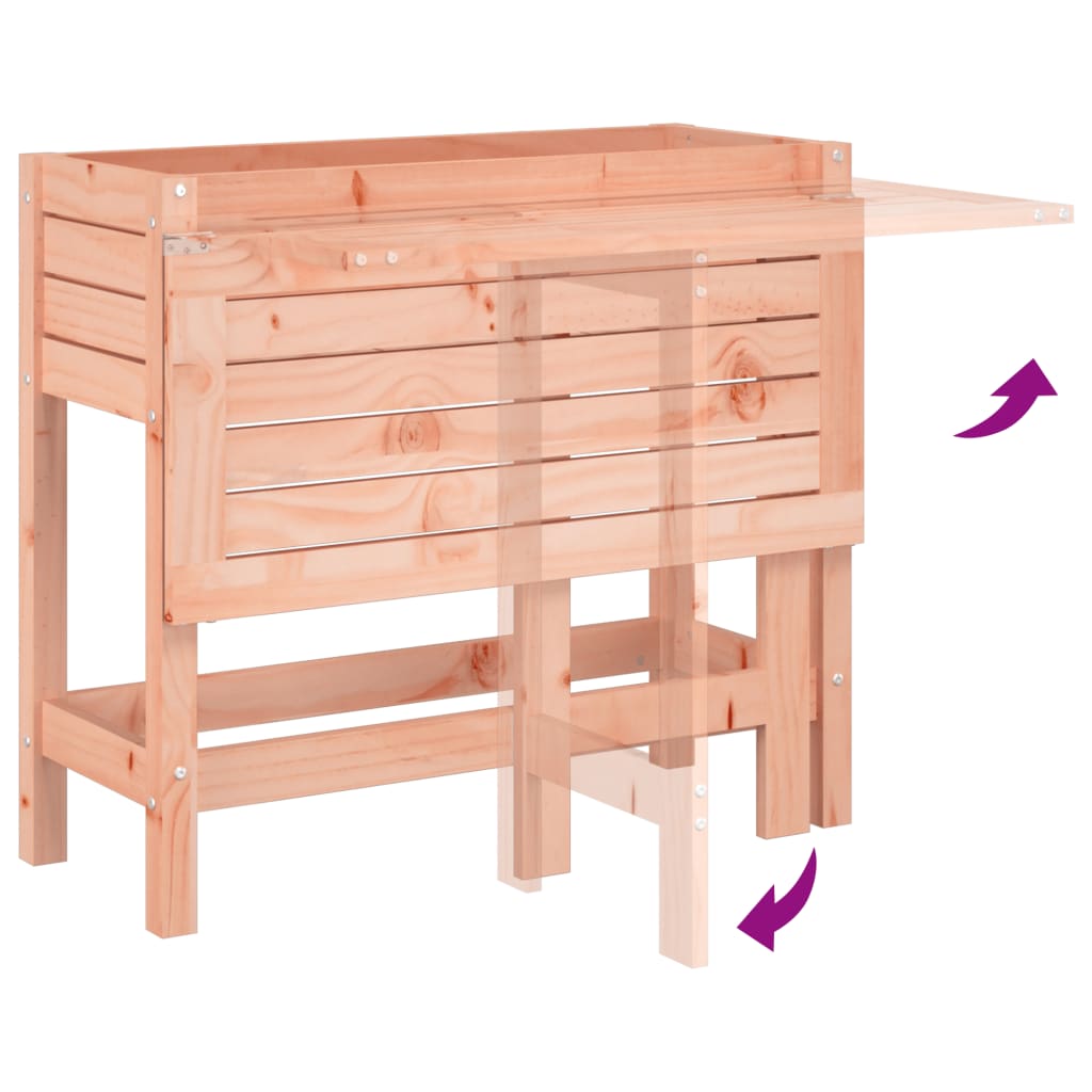 Fioriera Giardino con Piano Pieghevole Legno Massello Douglas - homemem39