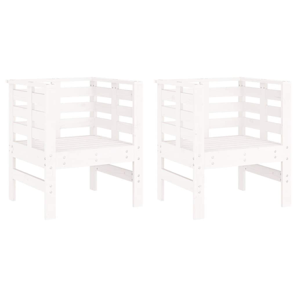 Sedie da Giardino 2pz Bianche 61,5x53x71cm Legno Massello Pino - homemem39
