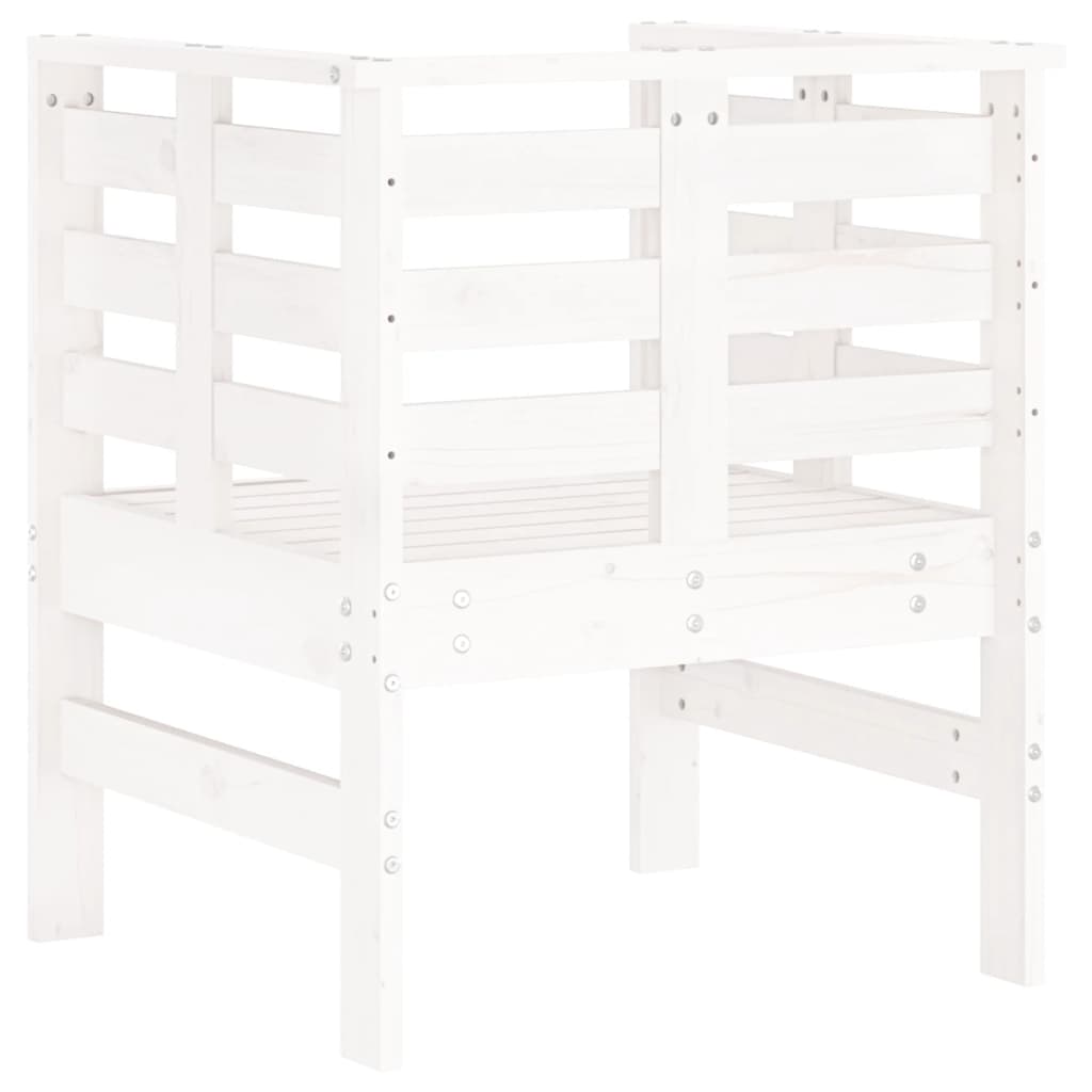 Sedie da Giardino 2pz Bianche 61,5x53x71cm Legno Massello Pino - homemem39