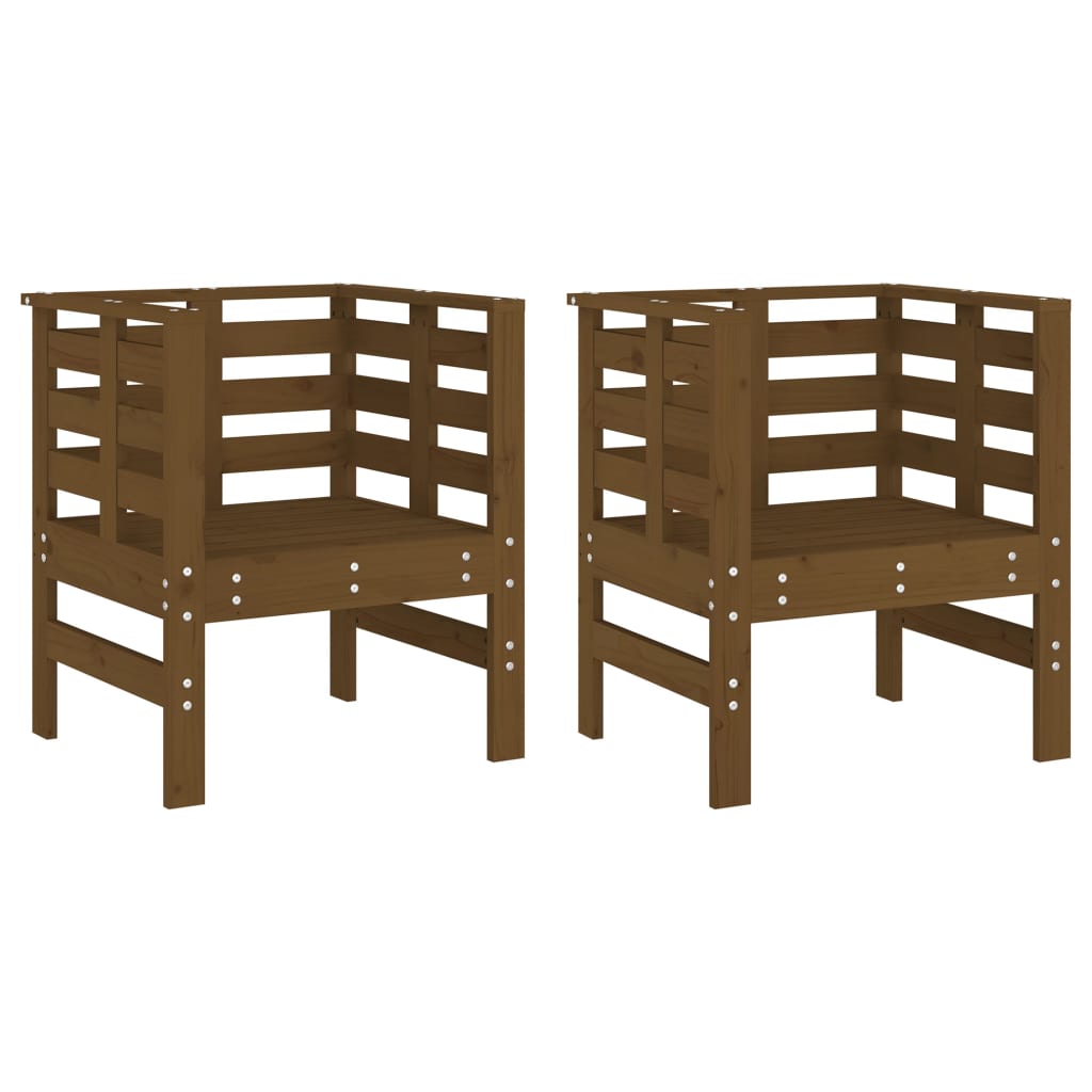 Sedie da Giardino 2pz Ambra 61,5x53x71cm Legno Massello di Pino - homemem39