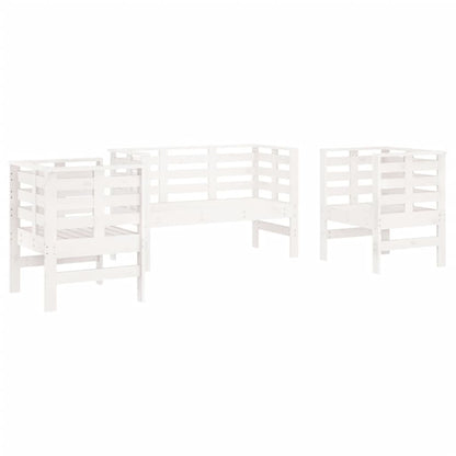 Set Salotto da Giardino 3 pz Bianco in Legno Massello di Pino | homemem39