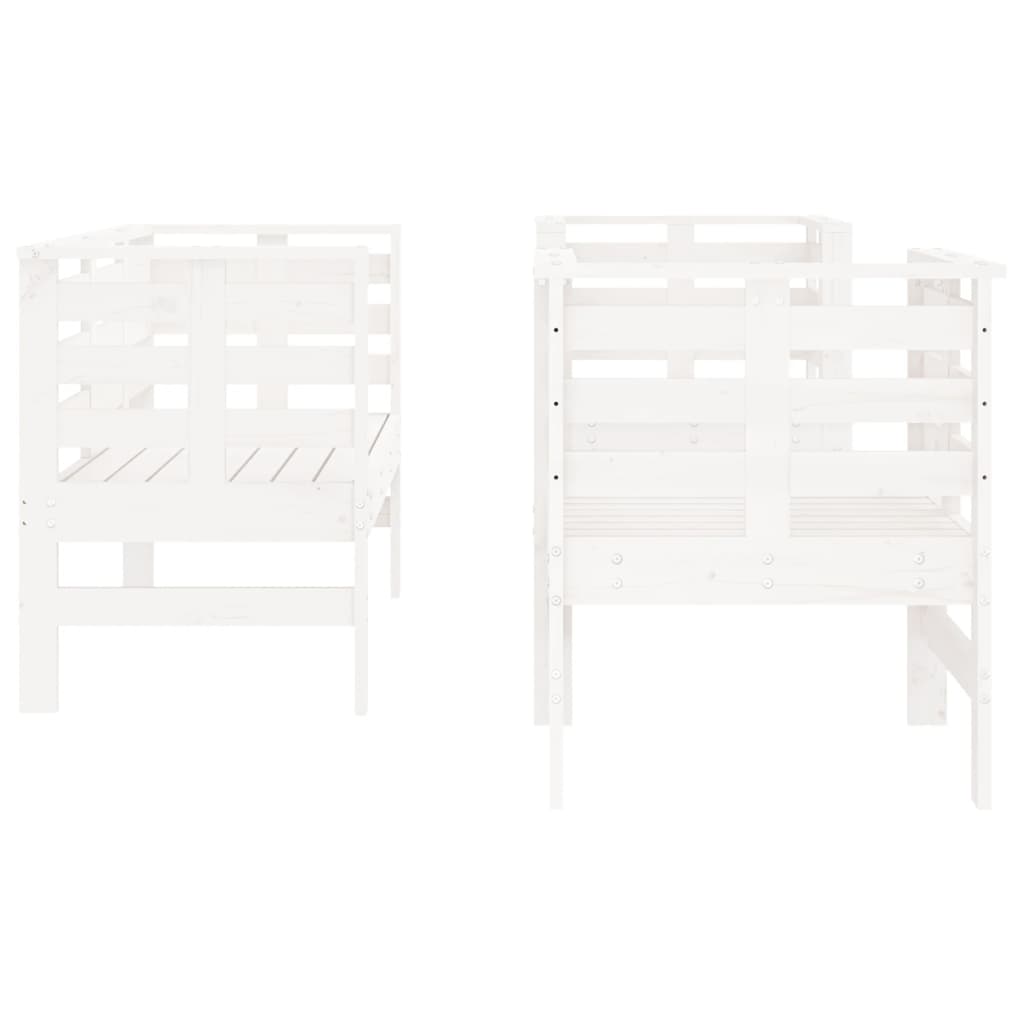 Set Salotto da Giardino 3 pz Bianco in Legno Massello di Pino | homemem39