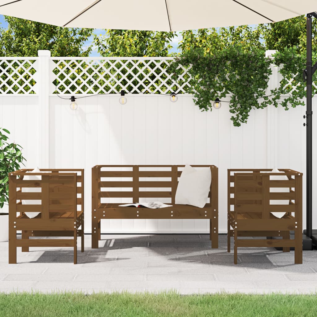 Set Salotto da Giardino 3 pz Ambra in Legno Massello di Pino