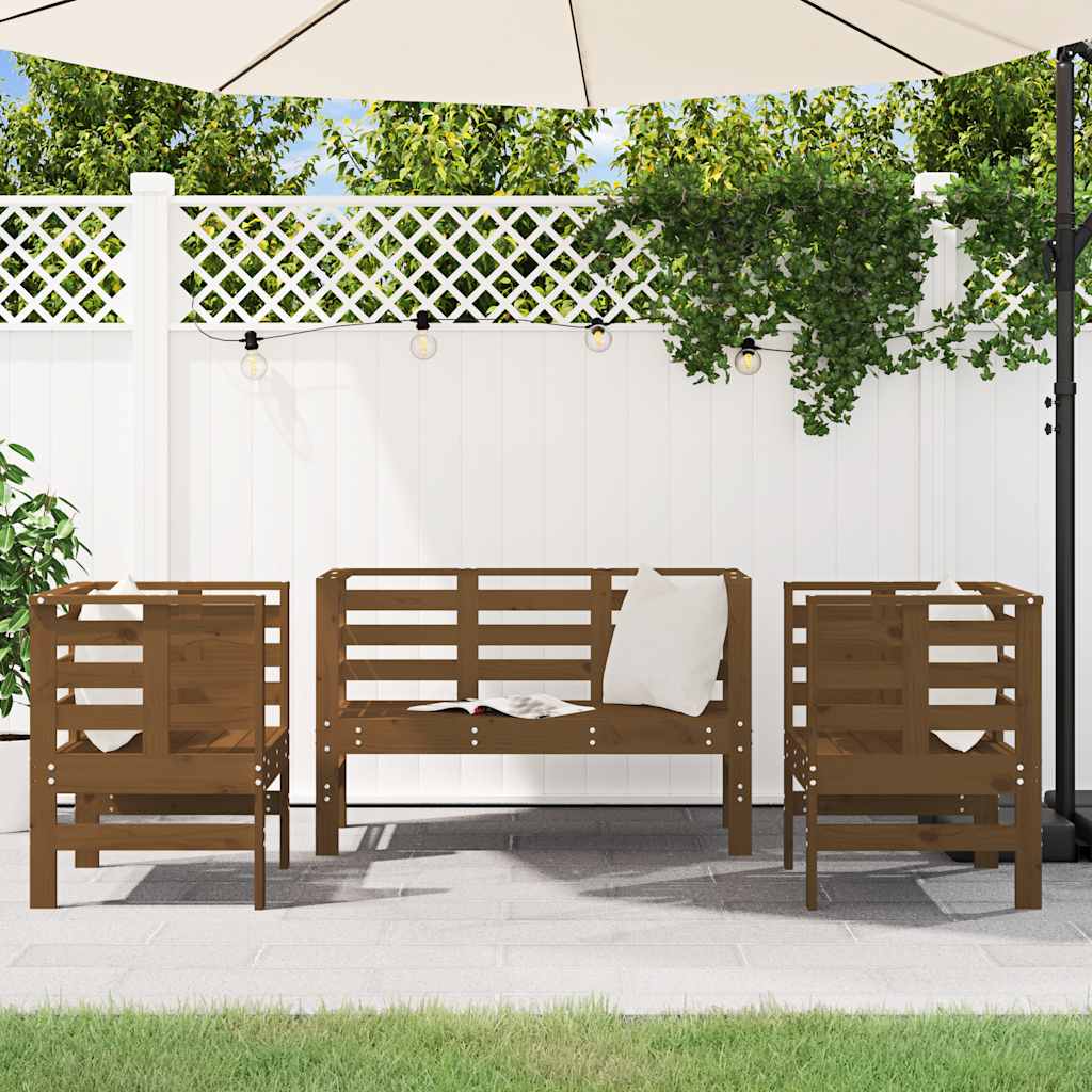 Set Salotto da Giardino 3 pz Ambra in Legno Massello di Pino