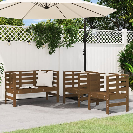 Set Salotto da Giardino 3 pz Ambra in Legno Massello di Pino