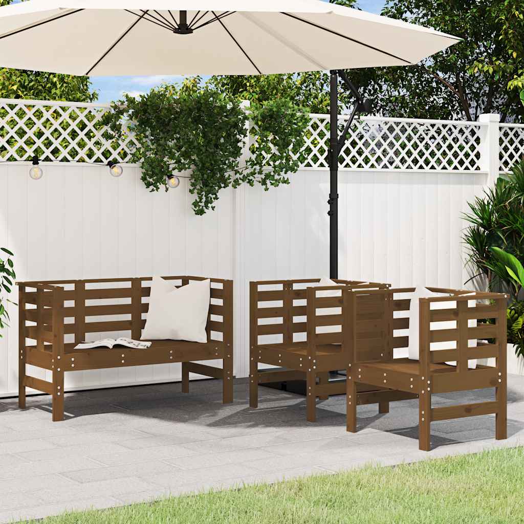 Set Salotto da Giardino 3 pz Ambra in Legno Massello di Pino