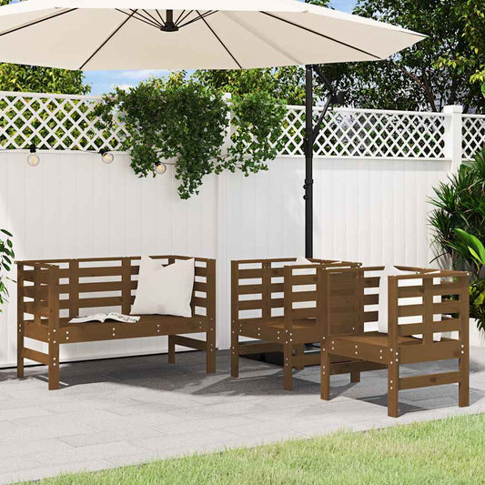 Set Salotto da Giardino 3 pz Ambra in Legno Massello di Pino