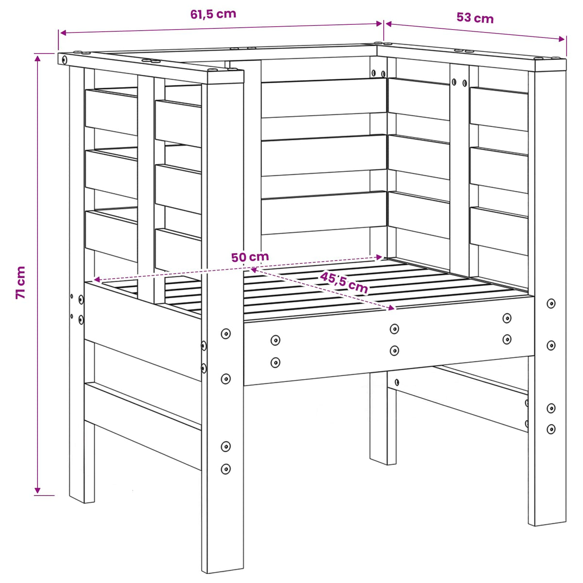 Set Salotto da Giardino 3 pz Ambra in Legno Massello di Pino
