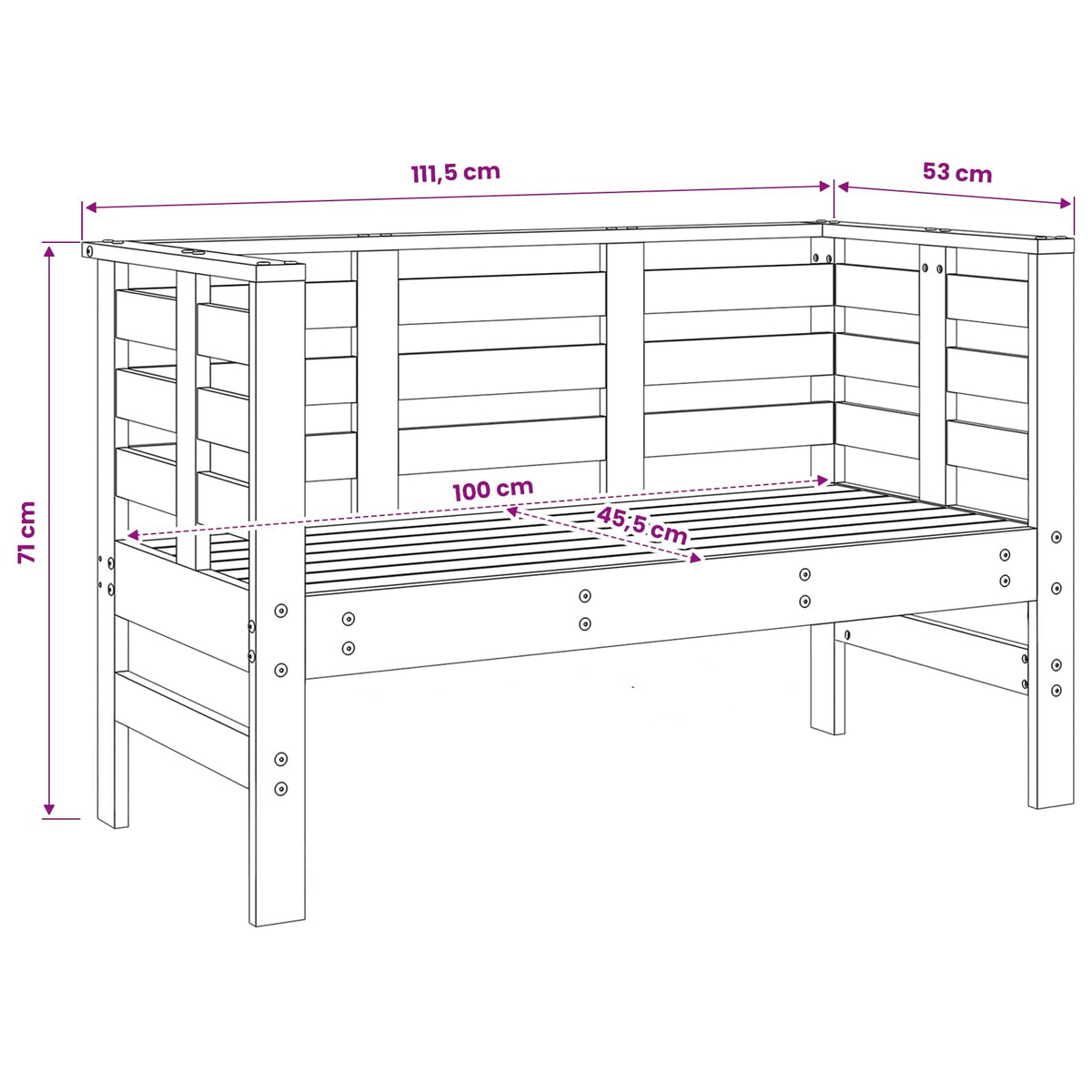 Set Salotto da Giardino 3 pz Ambra in Legno Massello di Pino