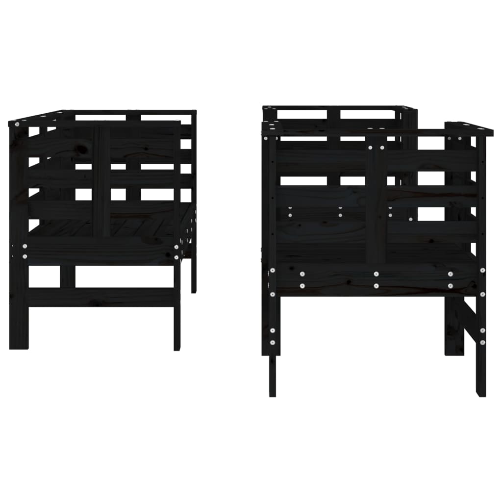Set Salotto da Giardino 3 pz Nero in Legno Massello di Pino | homemem39