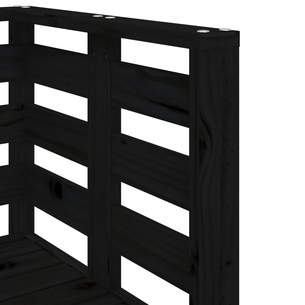 Set Salotto da Giardino 3 pz Nero in Legno Massello di Pino | homemem39