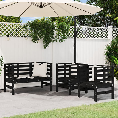 Set Salotto da Giardino 3 pz Nero in Legno Massello di Pino | homemem39