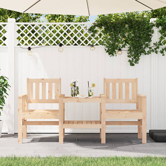 Panca da Giardino con Tavolino 2 Posti Legno Massello di Pino - homemem39