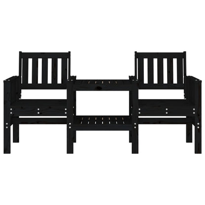 Panca da Giardino con Tavolino 2 Posti Nera Legno Massello Pino - homemem39
