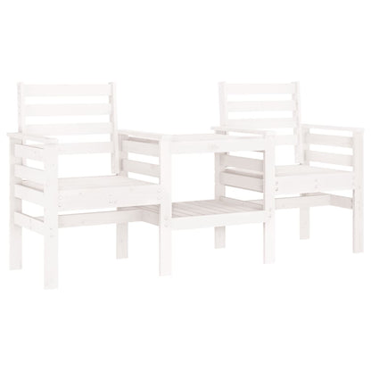 Panca Giardino con Tavolino 2 Posti Bianco Legno Massello Pino - homemem39