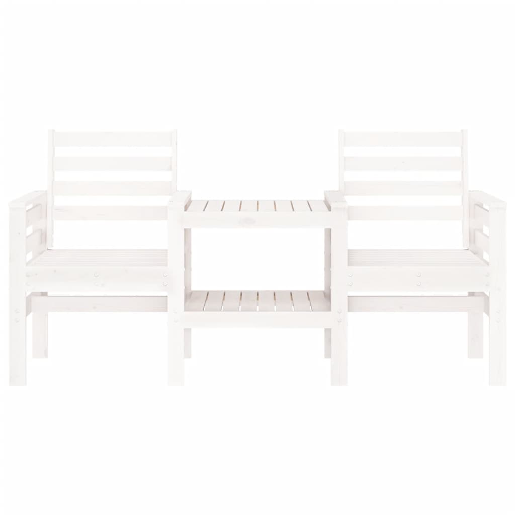 Panca Giardino con Tavolino 2 Posti Bianco Legno Massello Pino - homemem39