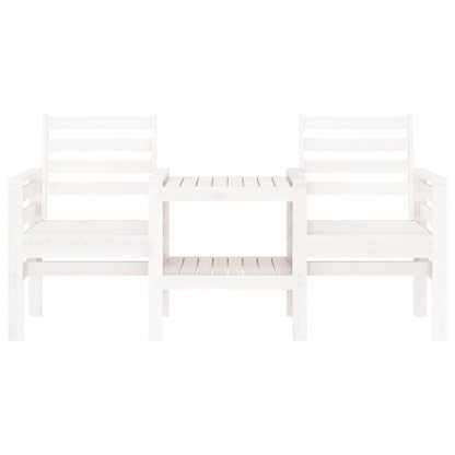 Panca Giardino con Tavolino 2 Posti Bianco Legno Massello Pino - homemem39