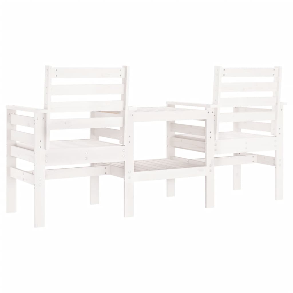 Panca Giardino con Tavolino 2 Posti Bianco Legno Massello Pino - homemem39