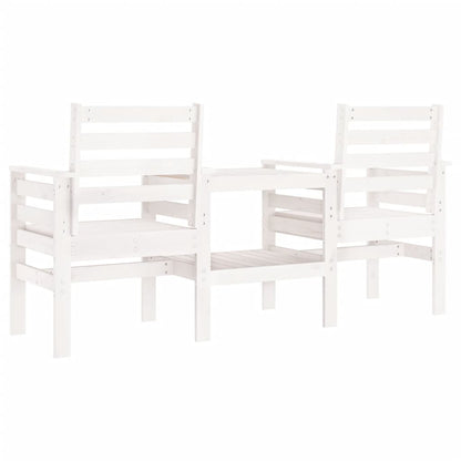 Panca Giardino con Tavolino 2 Posti Bianco Legno Massello Pino - homemem39