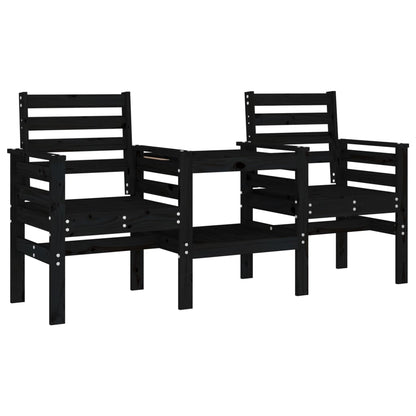 Panca da Giardino con Tavolino 2 Posti Nera Legno Massello Pino - homemem39