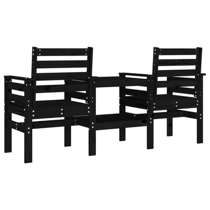 Panca da Giardino con Tavolino 2 Posti Nera Legno Massello Pino - homemem39
