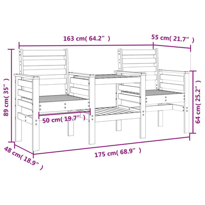 Panca da Giardino con Tavolino 2 Posti Legno Massello Douglas - homemem39