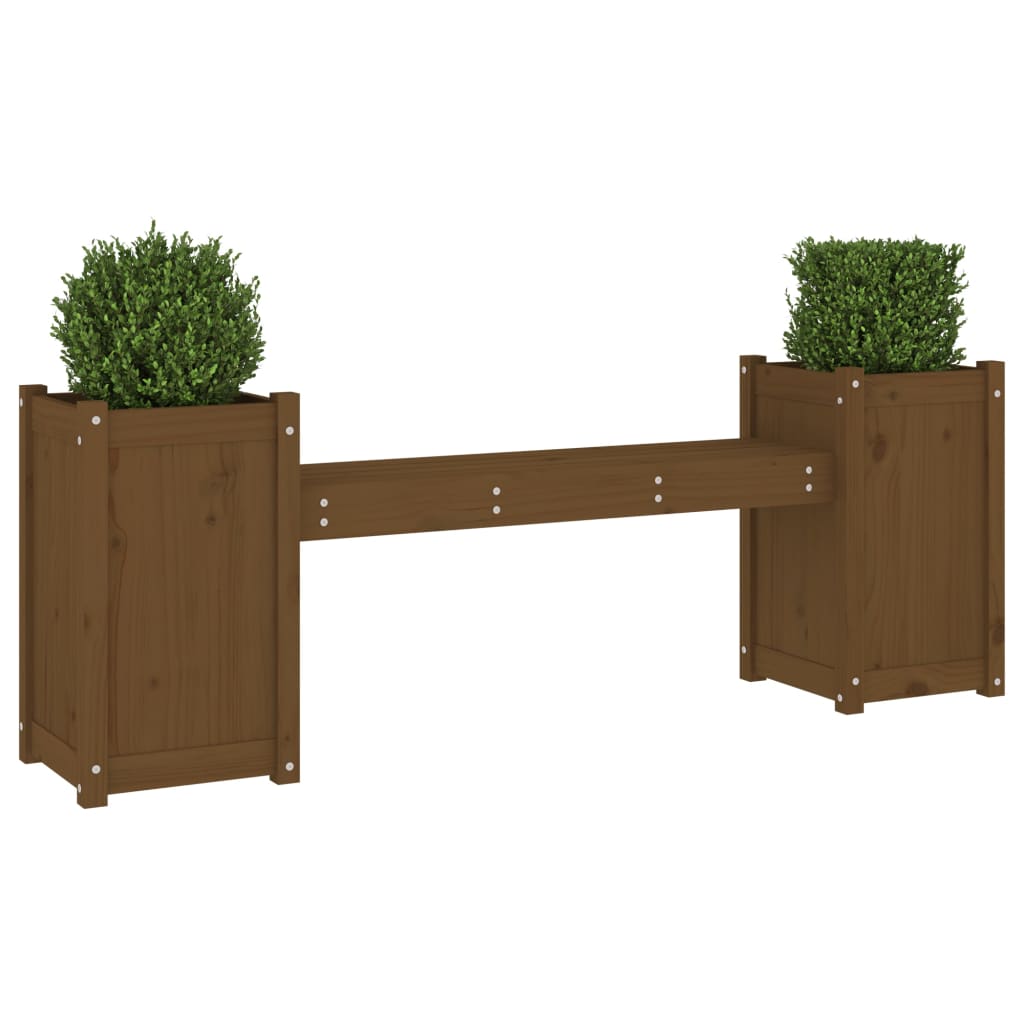 Panchina Fioriera Marrone Ambra 180x36x63cm Legno Massello Pino - homemem39