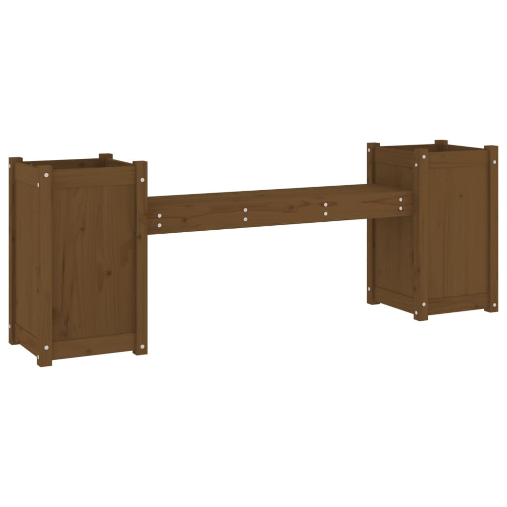Panchina Fioriera Marrone Ambra 180x36x63cm Legno Massello Pino - homemem39