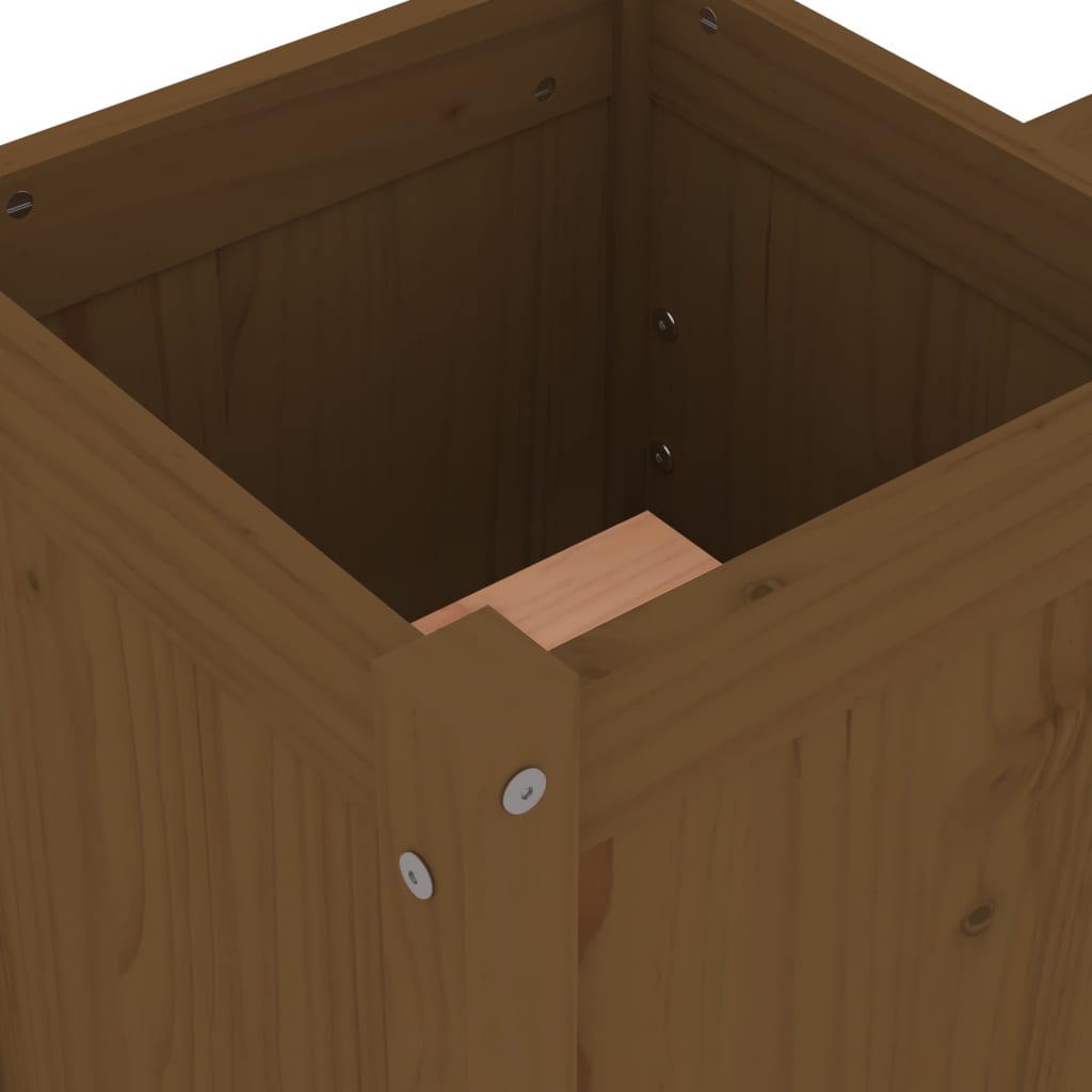 Panchina Fioriera Marrone Ambra 180x36x63cm Legno Massello Pino - homemem39