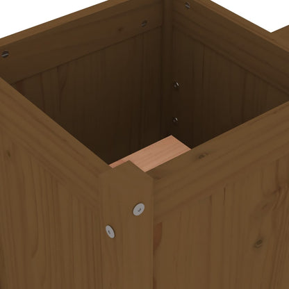Panchina Fioriera Marrone Ambra 180x36x63cm Legno Massello Pino - homemem39