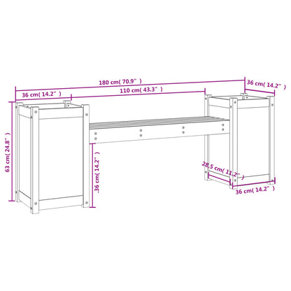 Panchina Fioriera Marrone Ambra 180x36x63cm Legno Massello Pino - homemem39