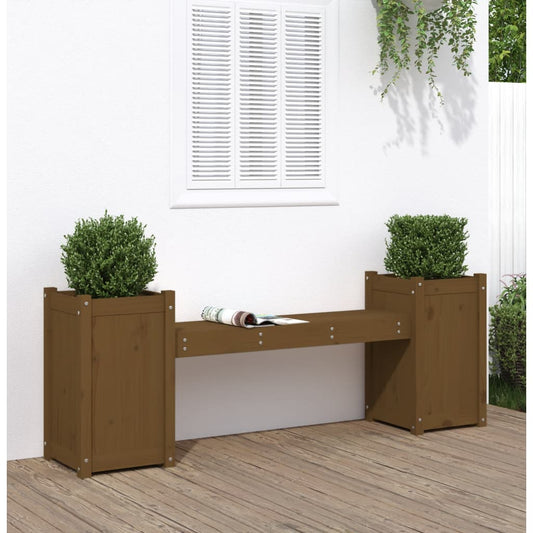 Panchina Fioriera Marrone Ambra 180x36x63cm Legno Massello Pino - homemem39