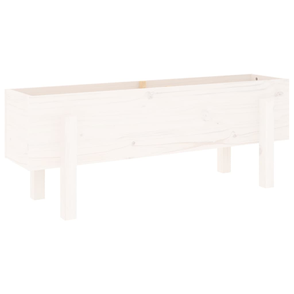 Fioriera Rialzata da Giardino Bianca 101x30x38 cm Massello Pino - homemem39