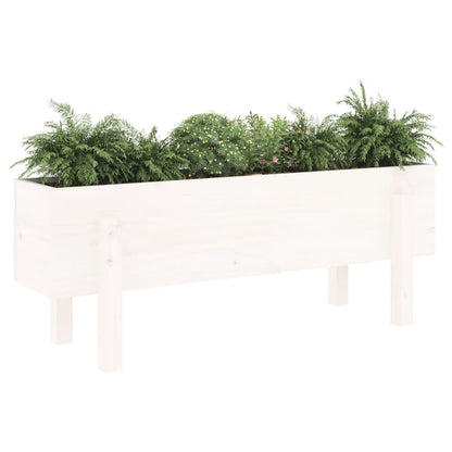 Fioriera Rialzata da Giardino Bianca 101x30x38 cm Massello Pino - homemem39