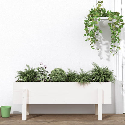 Fioriera Rialzata da Giardino Bianca 101x30x38 cm Massello Pino - homemem39