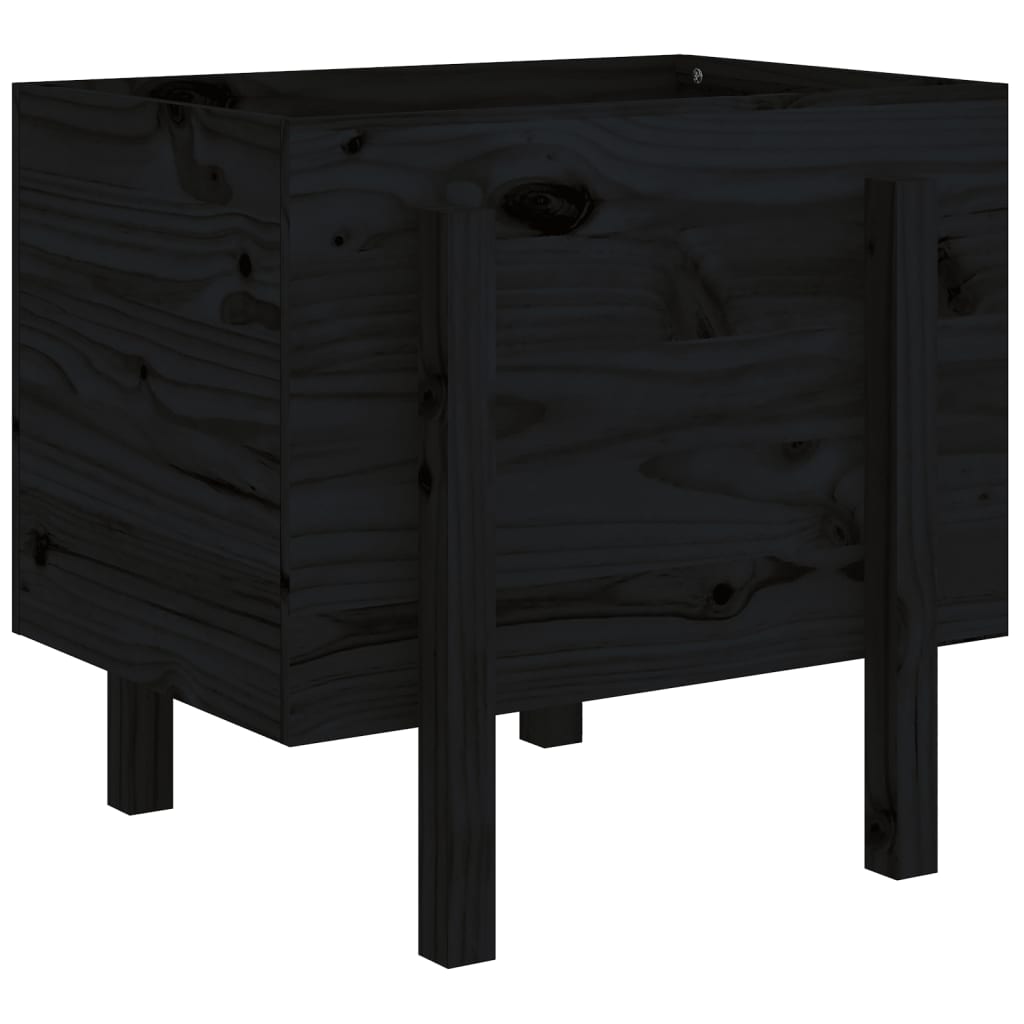 Fioriera da Giardino Nera 62x50x57 cm in Legno Massello di Pino | homemem39