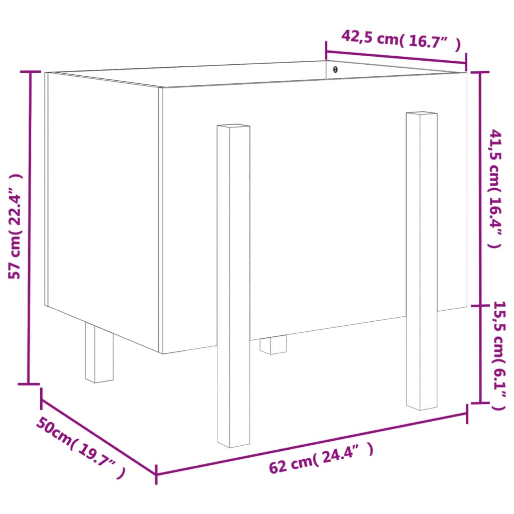 Fioriera da Giardino Nera 62x50x57 cm in Legno Massello di Pino | homemem39